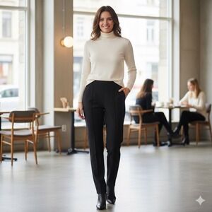 Talbots Elastic Waist Dress Pants Womens Medium Black Elastic Waist Dressy